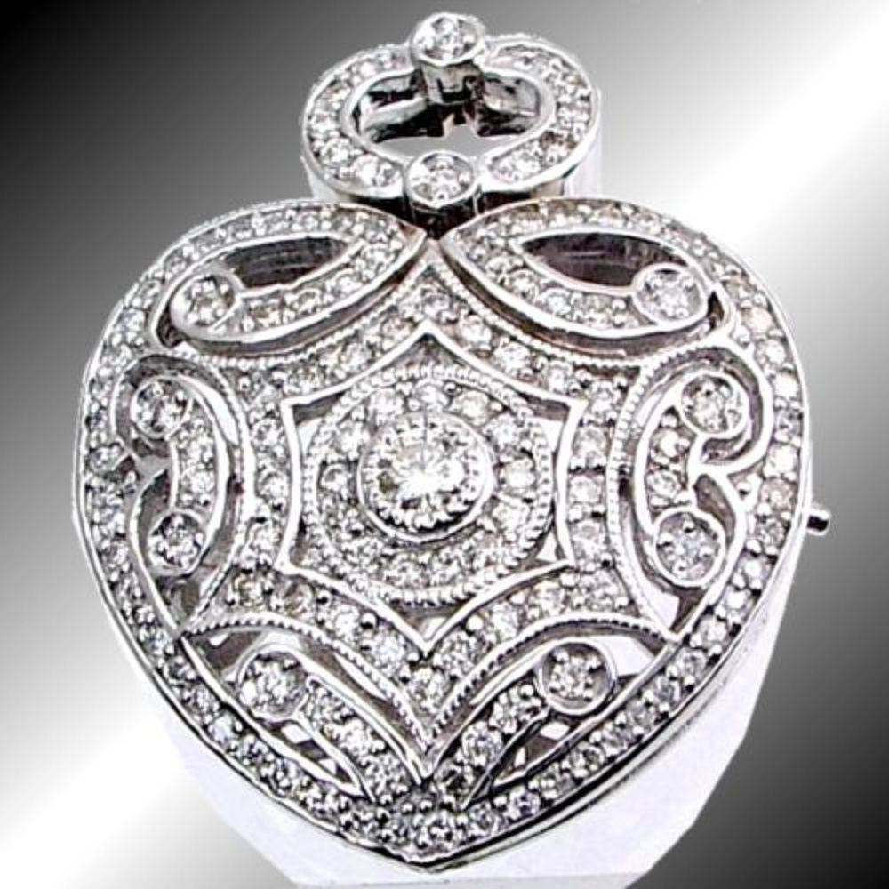 Diamond Heart Pendant 1.04TDW 14KT White Gold